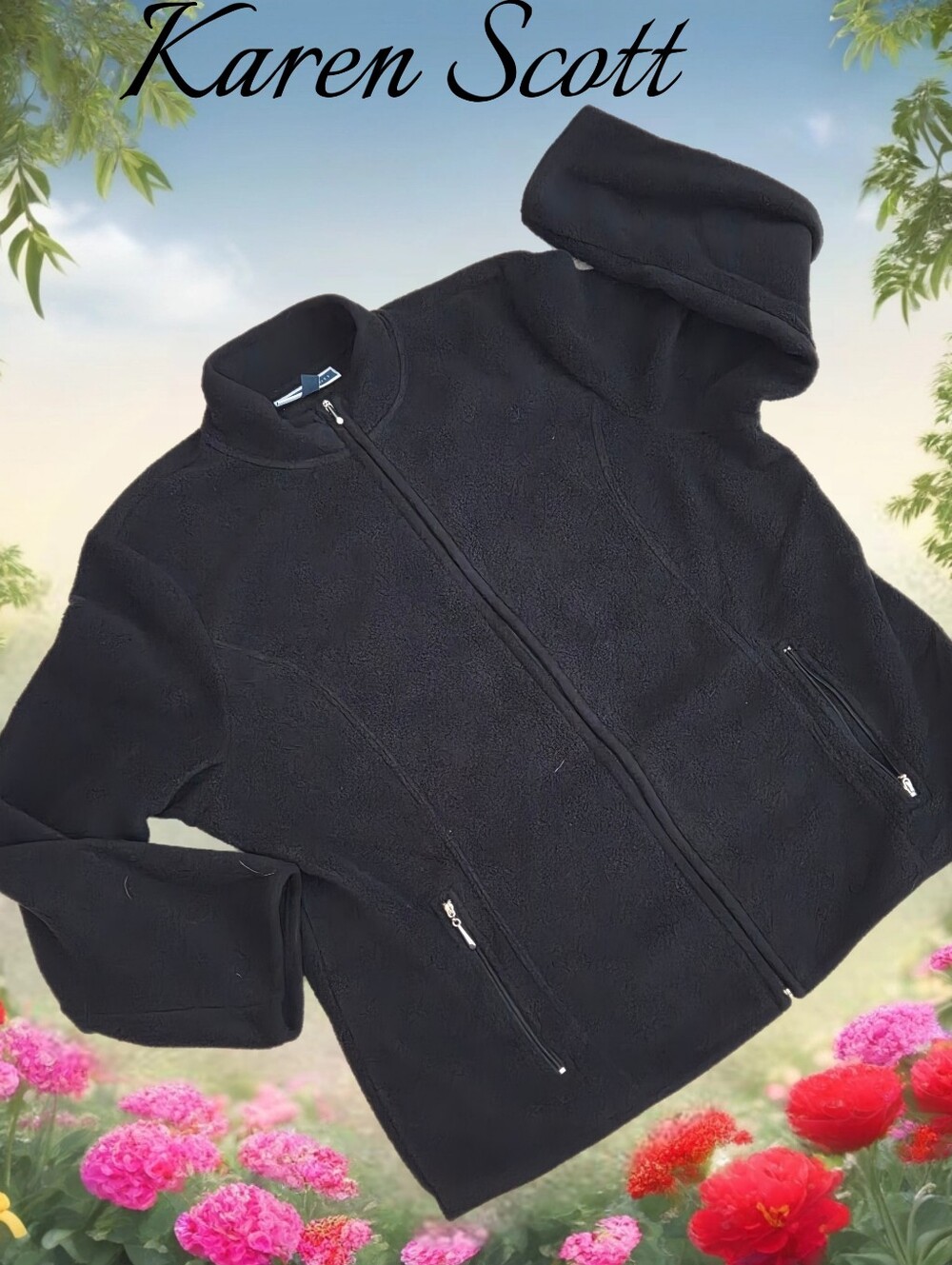 Karen Scott sport Fleece Zip-Up Jacket Women XXL